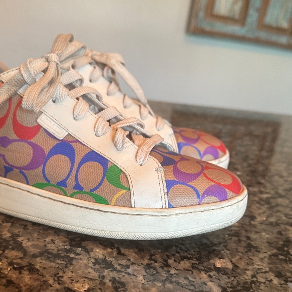 Coach Clip Colorful Logo Pattern Sneakers 10 - Picture 3 of 15